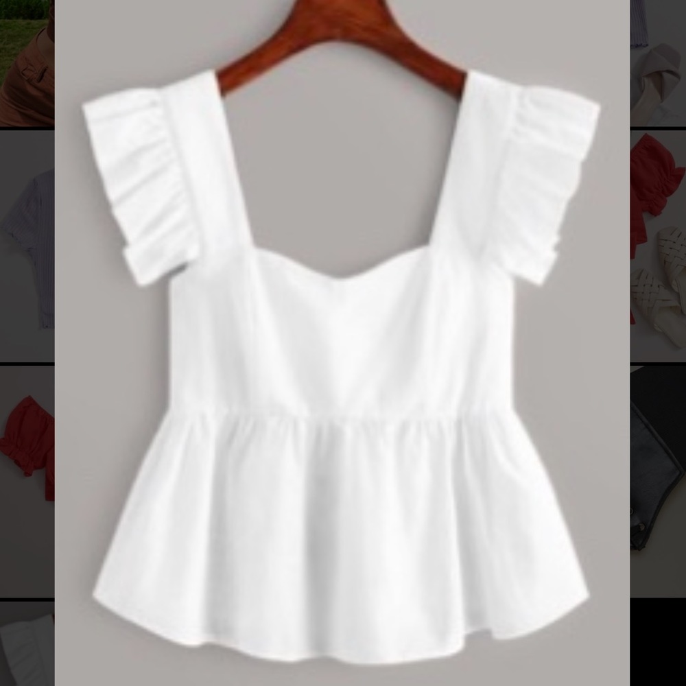 Ruffled Sweetheart Neck Peplum Top